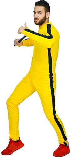 SEA HARE Kinesisk Kungfu maskeraddräkt gul bodysuit (herr kungfu), gUL, en storlek