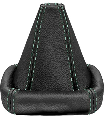 Schaltsack für VW Golf 2 3 Polo 6N für Passat 35i - aus echtem Leder - Schwarz - Grün - Schaltmanschette - Manschette für Gangschaltung - Schalthebelmanschette für Schaltgetriebe - Echtleder - A0024-1