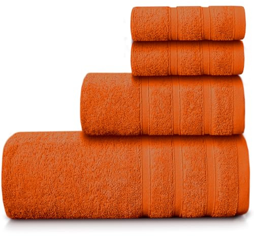 Casabella Luxury 100% Egyptian Cotton Towel Bale - 8 Pieces - 550 Gsm Xlarge Sizes_Orange_4 Pieces Set
