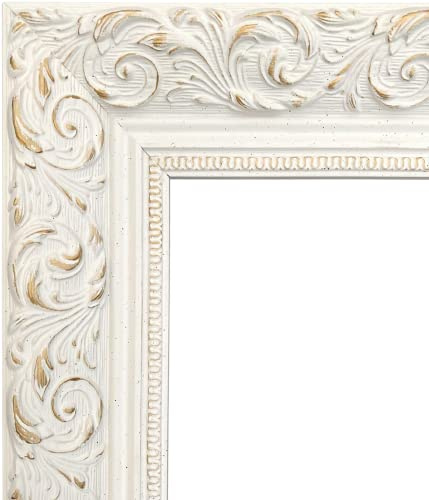 West Frames Bella French Ornate Embossed Wood Wall Picture Frame 2.5 Wide (12 x 16 Empty Frame Only, No Plexiglass, Antique White)