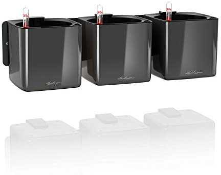 LECHUZA-Gefäß mit Bewässerung CUBE Premium Green Wall anthrazit hochglanz