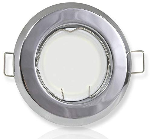 LED Einbaustrahler chrom rund 5 Watt kaltweiß 12V - MR16 Einbauleuchten Ø 55-60mm Bohrloch - Einbau-Spot Decken-Strahler Deckeneinbaustrahler Deckenspot Deckeneinbauleuchte Einbauleuchte