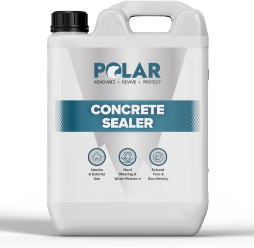 Polar Dust Proof Concrete Sealer - 5 Litres | Clear Satin Finish | Interior & Exterior Concrete Sealant for Stone, Garages, Kitchens, Factories, Warehouses & Walls | Attractive Sheen Finish