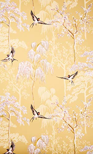 Arthouse Japanese Garden Ochre Wallpaper for Living Spaces & Feature Walls, 53 cm x 10.05 m Roll, 908002
