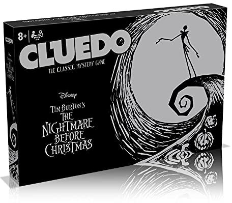 Winning Moves Nightmare Before Christmas Cluedo Brettspiel, Join Jack, Sally, Dr. Finkelstein, Oogie Boogie to Figure Out who Kidnapped Sandy Claws, Gift for Ages 8 Plus, Black