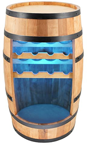 Creative COOPER Vinställ trä – vinskåp minibar – vinskåp man och kvinna – barskåp med LED-lampor – 80 cm högt – retro dekoration barhylla – hemmabar disk – tunnmöbel (ek)