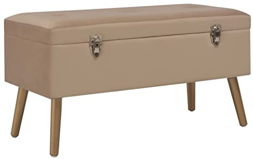 vidaXL Bank mit Stauraum Flurbank Sitzbank Polsterbank Bettbank Betthocker Garderobenbank Flur Wohnzimmer Schlafzimmer 80cm Beige Samt