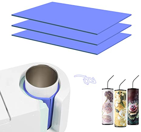 AIEX 3 Stücke Becherklemme Silikon Becher Tumbler Wrap Sleeve für Cricut Tassen Sublimationsmaschine Tassenpressmaschine Sublimationsdruck Hochtemperatur ungiftig (Blau, L25 x W12cm)