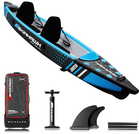 SKINHAWK Blau KAJAK-2 Personen-Drop-Stitch Blau KANU-SCHLAUCHBOOT 385CM X 85 cm