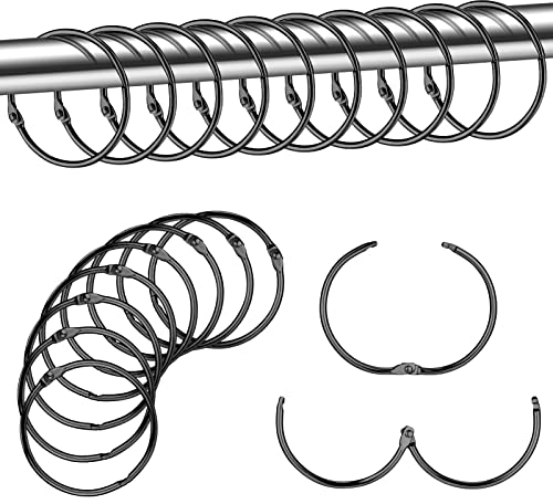 tonyg-p 20 Stück Metall Vorhangringe Duschvorhang Ringe Vorhang Hängend Ringe für Fenster Tür Duschvorhänge, 50 mm Innendurchmesser (Schwarz)