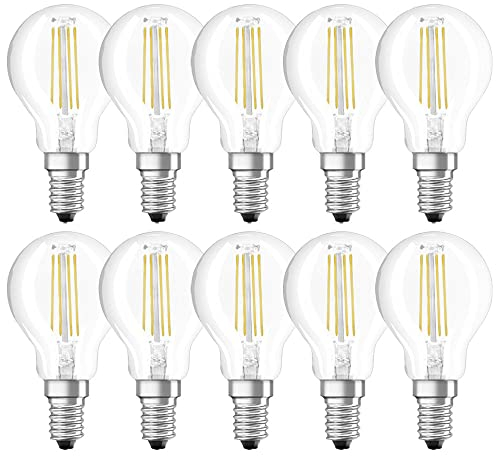 NCC-Licht 10 x LED Filament Leuchtmittel Tropfen 2,5W = 25W E14 klar 250lm 827 warmweiß 2700K