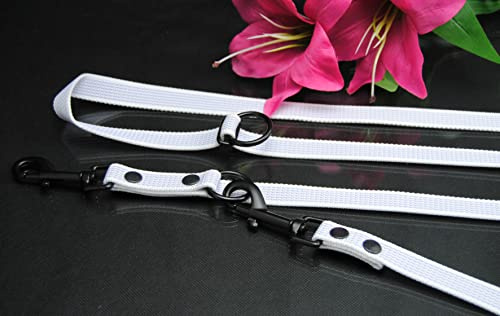 EXTRA Lange Doppelführleine gummiert 20mm x 2m verstellbar weiß schwarzer Karabiner