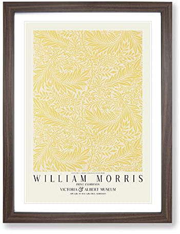Larkspur With Border By William Morris Classic Painting Framed Print | A4 Walnut Framed Wall Art | Ready to Hang | Classic Historical Picture | Living Room Bedroom Lounge Office