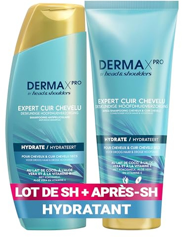 DERMAxPRO by Head & Shoulders HYDRATE Shampoing Et Après-Shampoing Antipelliculaires Hydratants Pour Cheveux Et Cuir Chevelu Secs - Au Lait de Coco, À l’Aloe Vera Et À la Vitamine E