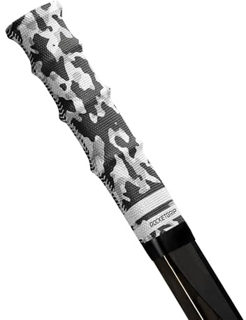 ROCKETGRIP Hockey Stick Replacement Grip – Hockey Stick Tape Alternative for Ice Hockey – Long-Lasting, Easy to Install, for Adults & Kids – Fabric (One Size, Camo Grey)