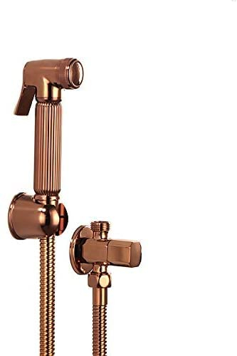JUNNIU Bidet Spray Set, Or Rose Laiton Carré Bidet Salle De Bains Douchette Bidet Toilettes Pulvérisateur Hygiénique Douche Bidet Robinet Fixation Murale Bidet Robinet Ensemble,D Decoration