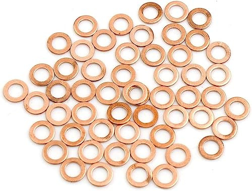 50 rondelle di tenuta piatte in rame da 6 mm di diametro interno per viti, bulloni e dadi per auto
