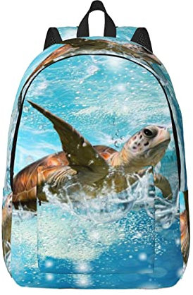 KoNsev Sea Turtle Laptop-Rucksack, Reiserucksack, Arzttasche, schwarz, Rucksack, stilvoll, leicht und funktional, Schwarz , M