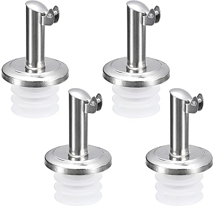 sourcing map Stainless Steel Bottle Pourers, 4Pcs Auto Flip Olive Oil Spout, Wine Pourers Liquor Pour Spouts for Pours Liquid, Wine, Vinegar, Most Liquor Bottles (White)