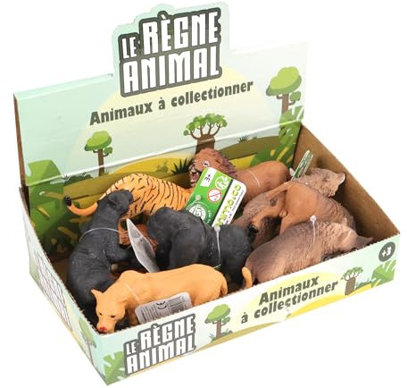 ZANIMO & CO - Pack de 12 Figuras de Animales Salvajes - 030336PA - Multicolor - Plástico - para Coleccionar - para Niños - Realistas - Miniatura - Surtido de Animales - A Partir de 3 años