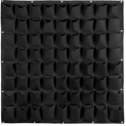 DUNSBY Hängende Pflanzgefäßtaschen An der Wand befestigter Vlies-Pflanzsack aus Filz, Wand, Grün, Schwarz, Gemüsepflanze, for Aufhängen, Anbaubeutel, Garten, Heimbedarf (Color : Black 72 Pockets)