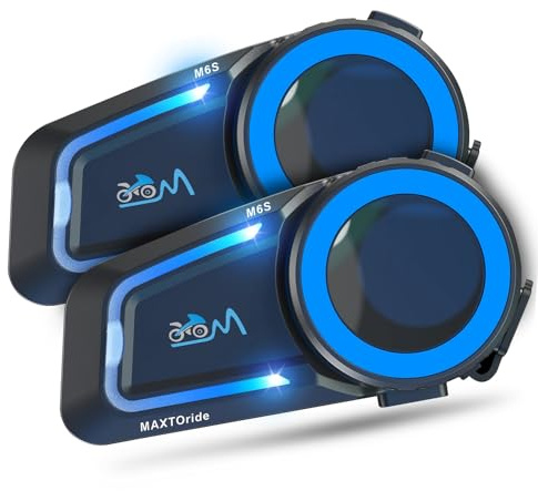 Motorcykel Bluetooth-headset【Nätintercom】【BT5.0 dubbelt chip】 1000 m motorcykel kommunikationssystem 8 Riders motorcykelhjälm Bluetooth, CVC + DSP brusreducering musikdelning IP67(2-pack)