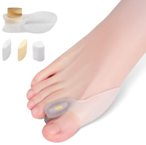 Consysi Verstellbare Ballenzeh-Korrektur und Zehenspreizer für Damen und Herren, Gel-Zehenspreizer, zur Begradigung des großen Zehs, Entlastung des Ballenzehs, überlappende Zehen, Kissen-Pads,