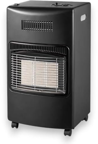 Briconess.com Stufa infrarossi a Gas ventilata 4200W Nera 42x36xH72 cm con Tre Livelli di Riscaldamento