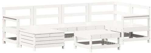 HETFTJN Mini Lounge Gartenmöbel Set Bierzeltgarnitur Garten Möbel Draußen - 7-TLG. Garten-Sofagarnitur Weiß Massivholz Kiefer für Café Garten Hof Balkon