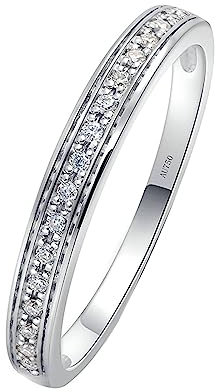 Tolldek 18K Au750 Weißgold Echt Ring, Klassiker Solitärring mit Diamant 0.05ct, Gold 750 Freundschaftsringe Diamantring Trauringe für Damen, Weißgold, Gr.67