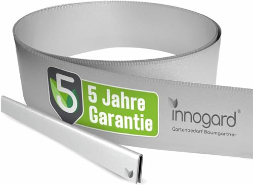innogard Rasenkante Metall verzinkt 1 mm stark - L5m H15cm | Rasenkantenband für Garten, Beetbegrenzung & Beetumrandung, Flexible Beeteinfassung