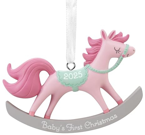 Hallmark Adorno de Navidad de Caballo balancín de Primera Navidad para niña 2025, Regalos para bebés