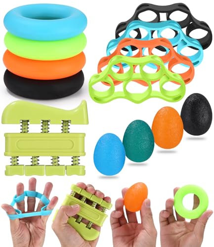 13 Stücke Fingertrainer Knetball Handtrainer、knetball für hände therapie、Arthrose Training, Stärkung der Finger und Hand für Klettern Gitarre