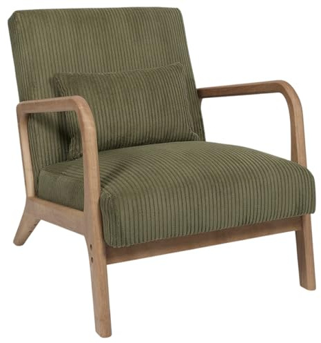 HOME DECO FACTORY Teebox Holz Bambus 6 Fächer mit Sichtfenster Natur | Sperrholz und Samt, moderner Lounge-Sessel, ergonomischer Komfort, zum Entspannen und Lesen, 64,5 x 75 x 83 cm, grün