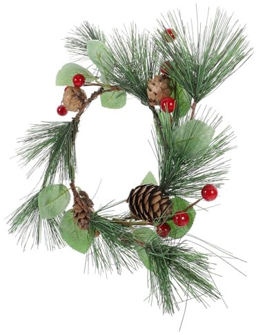 Toyvian Künstlicher Weihnachtskranz PVC Mit Tannennadeln Roten Beeren Und Zapfen Wetterfester Türkranz Weihnachten Für Innen Und Außen Als Festliche Haustür Wohnraumdekoration
