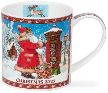 Dunoon Mug Noël 2025 Père Noël et boîte aux lettres en porcelaine fine 0,35 l Orcades de Noël