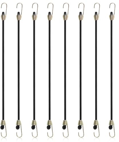 8 Stück Gummiband mit Haken, Strapazierfähig Bungee Cord 25 cm, Spanngummi mit Haken, Spanngummi Kurz für Camping, Planen, Fahrradträger, Zelt, Auto, Motorrad
