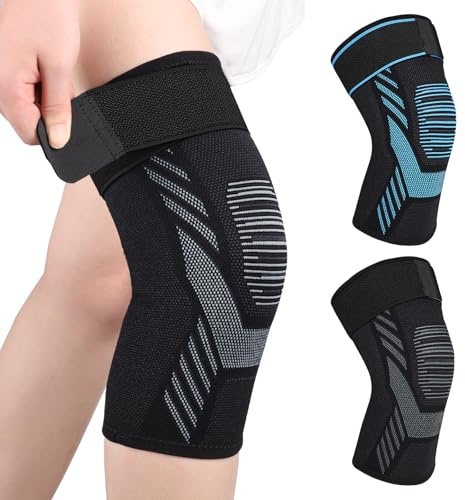 Yasdyri Knee Brace with Adjustable Strap Knee Support for Women and Men Compression Knee Sleeves for Arthritis, Tendinitis, Meniscus Tear, Running, Gym, Sports 1 Pack (Black, L)