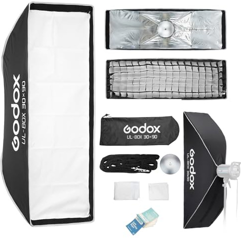 Godox UL-BOX-30 * 90 Rectangular Softbox 30x90cm Rápido Interruptor Softbox | Bowens Mount para MS200-V MS300-V SK400II-V DP400III-V DP600III-V SL60W SL60IID SL60IIBi SL100D SL100Bi y Otro Estudio Flash