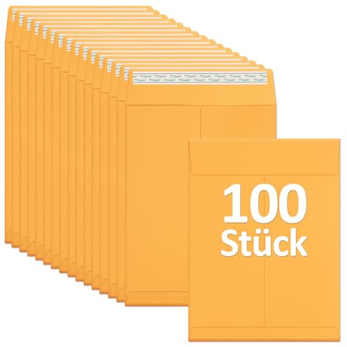 Eupako 100 Stück Briefumschläge din c5, Versandtaschen Selbstklebend Braune, 152x228mm 120 g/m² Kleine, Kraft Selbstversiegelung Sicherheitversand für Dokumente Karten Fotos Büro Geschäft