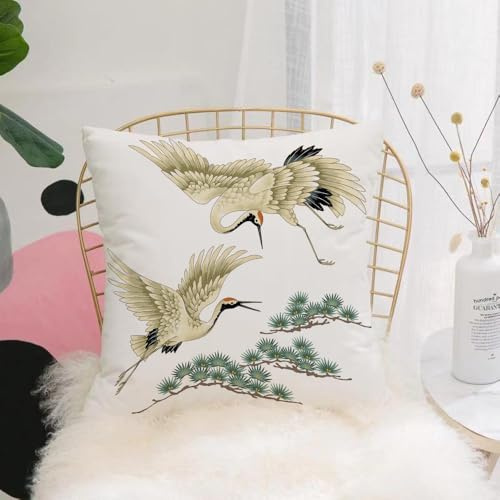 YFHJV Fundas de Almohada 40x40cm - Fundas de Cojines de Calidad con una Suavidad Incomparable - Ideal para Dormitorio - Grúas voladoras, grullas voladoras con alas extendidas se deslizaban sobre los