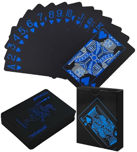 Dongcill Spielkarten,Pokerkarten Schwarz,1 Deck Coole Plastikspielkarten