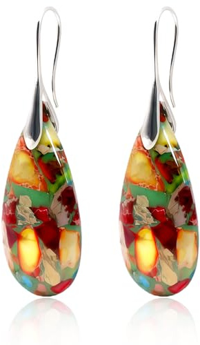 Natural Stone Earrings, Bohemian Dangle Drop Earrings for Women, Lightweight Waterdrop Statement Earrings with Fish Hook Closure, Teardrop Dangle Jewelry for Daily & Special Occasions