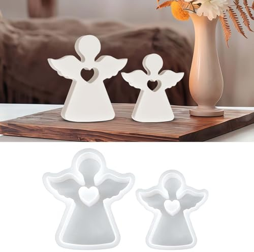 EPODA 2 Stück Engel-Silikonformen, 3D Gießformen für Kerzen, Weihnachten | Für Resin, Beton und Wachs, detailreiche Engelformen für Weihnachtsdeko, Adventsdeko, Tischdeko und kreative DIY-Projekte