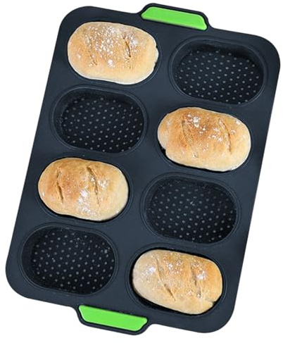 Gazocua bakform silikon, 8 håligheter brödform med små hål | non-stick livsmedelskvalitet brödform för bakning av minibröd, bröd, franskt bröd