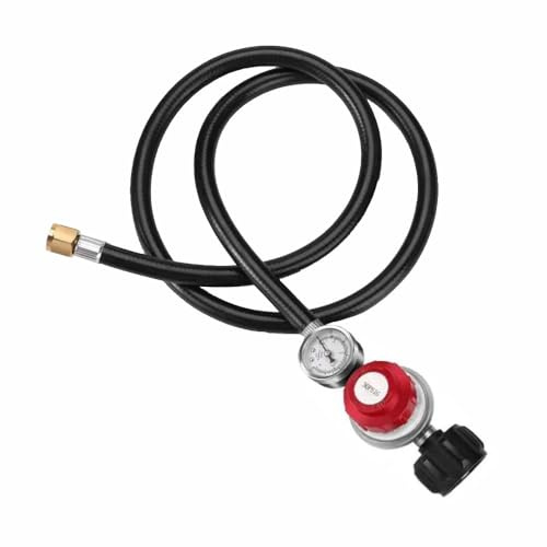 TOP-MAX Högtryckspropan regulator, 0-30 PSI högt tryck 10 cm slang med QCC1-beslag, intern koppling i mässing för campinggrill, wokbrännare och värmare, läckagefri anslutning