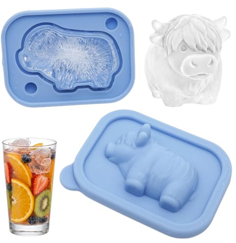 2 Stück Silikon Eiswürfelform, 3D Eiswürfelbehälter mit Deckel