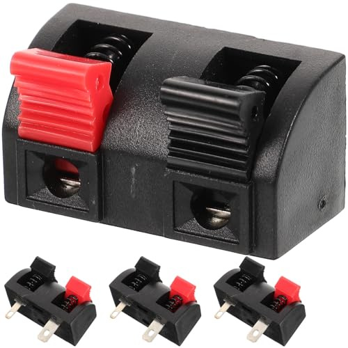GAROZATION Clip per cavo a compressione, 4 pezzi, morsetti di collegamento per altoparlanti a 2 poli, in plastica e metallo, connettore per cavi stereo per altoparlanti stereo in casa e palcoscenico