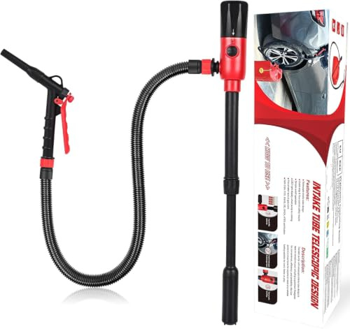 Fuel Transfer Pump, innhom 3.2GP (12 L/min) Battery Powered Fuel Pump with 54'' Leak-Proof Hose,Fast and Safe Portable diesel pump for Transferring Gasoline, Diesel, and Water (Red)