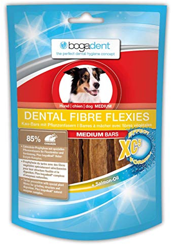 Bogadent Dental Fibre Flexies - Hunde Kauartikel gegen Zahnstein & Plaque - Kaustangen Hund für die tägliche Hunde Zahnpflege - Mit Pflanzenfasern für eine bessere Verdauung - 1er Pack - 70g